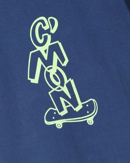 Graphic Printed Premium Cotton Half Sleeves Blue T-Shirt with Grey Jogger for Boys