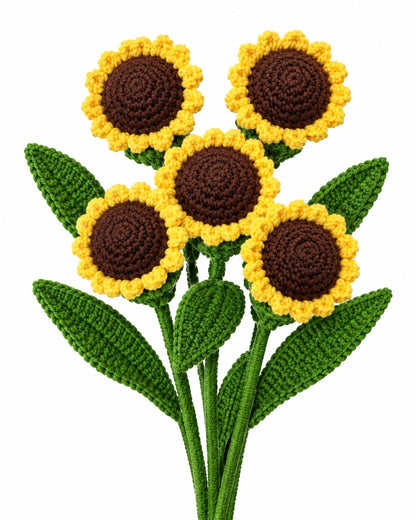 Handmade Crochet Sun flower Bouquet/Stick