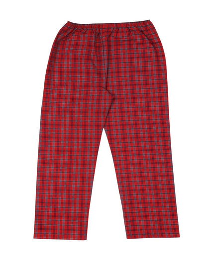 Red Cotton Woven Full Length Checks Printed Pajama