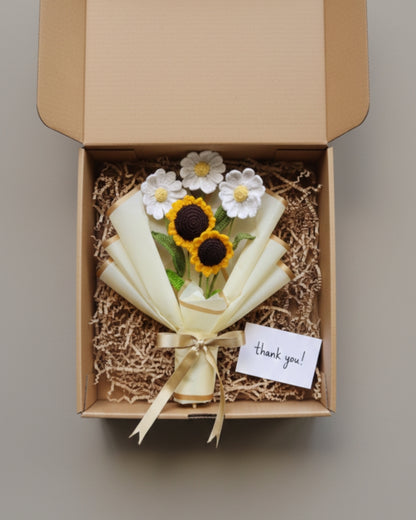 Handmade Crochet Sunflower & Daisy Flower Bouquet
