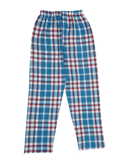 Red & Blue Cotton Woven Full Length Checks Printed Pajama