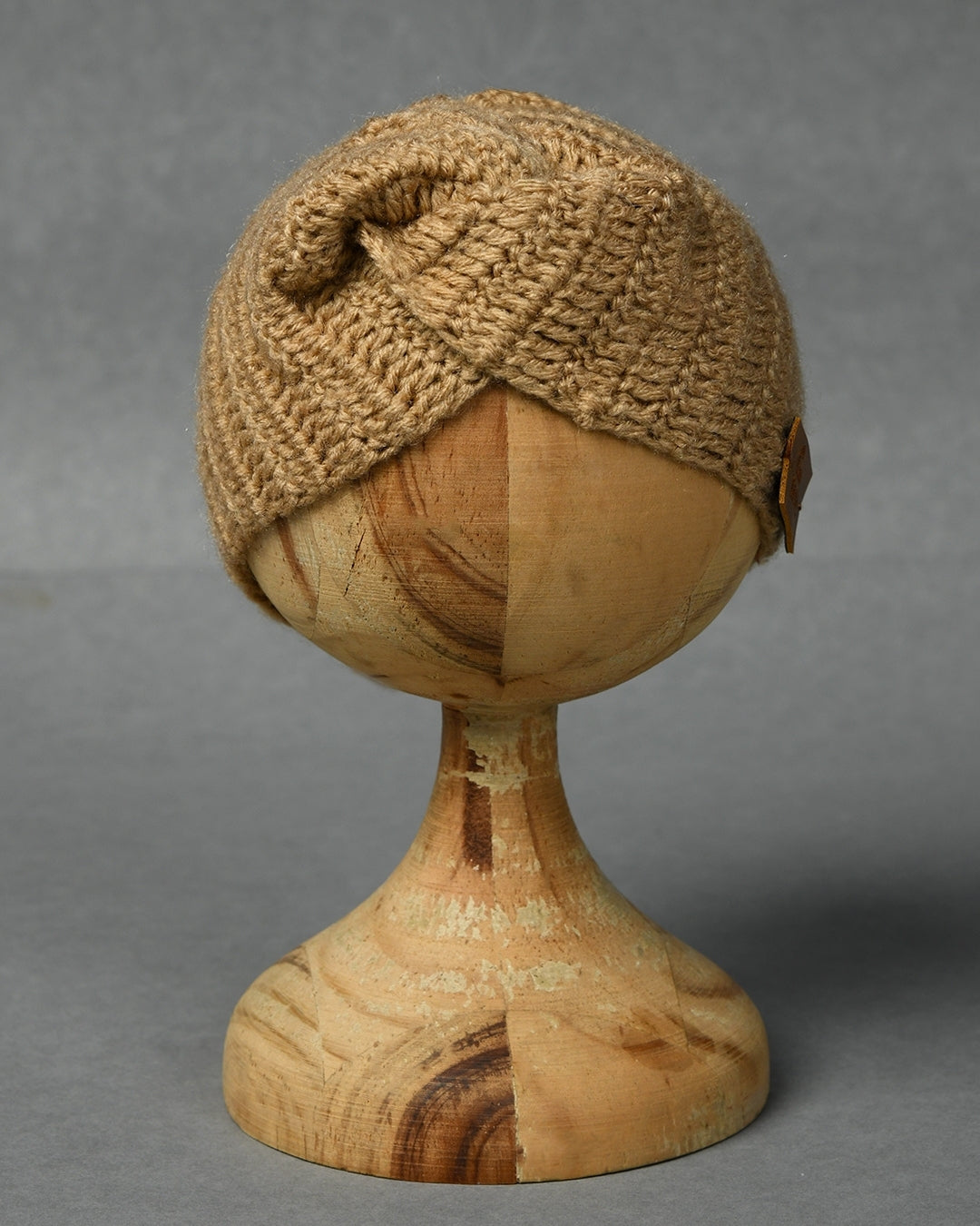 Beige Self Design Handmade Woollen Ear Warmer Muffs Headband for Kids