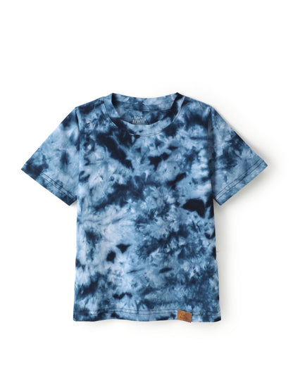 Blue Tie & Dye Printed Premium Cotton T-Shirt & Jogger Set for Boys
