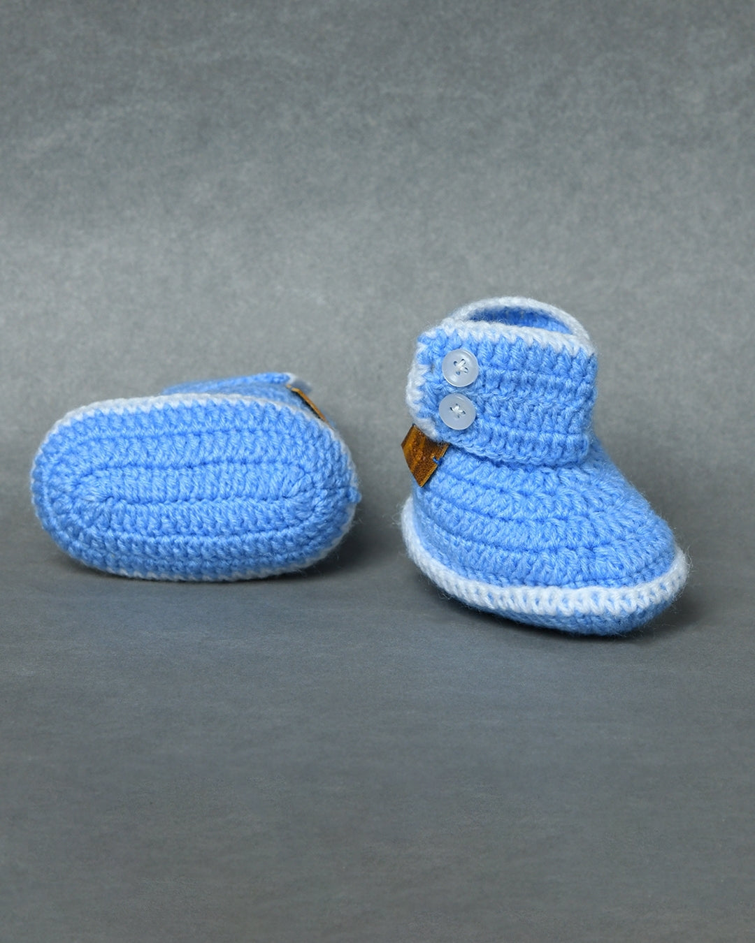 Sky Blue Handmade Woollen Crochet Baby Shoes for Girls & Boys
