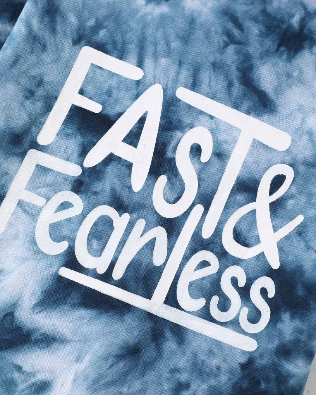 Blue Tie & Dye Printed Premium Cotton T-Shirt & Jogger Set for Boys