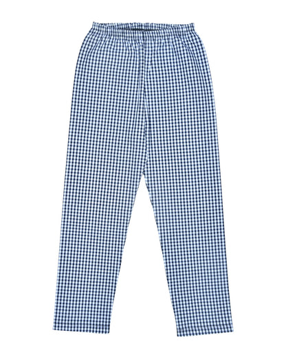 White & Black Cotton Woven Full Length Checks Printed Pajama