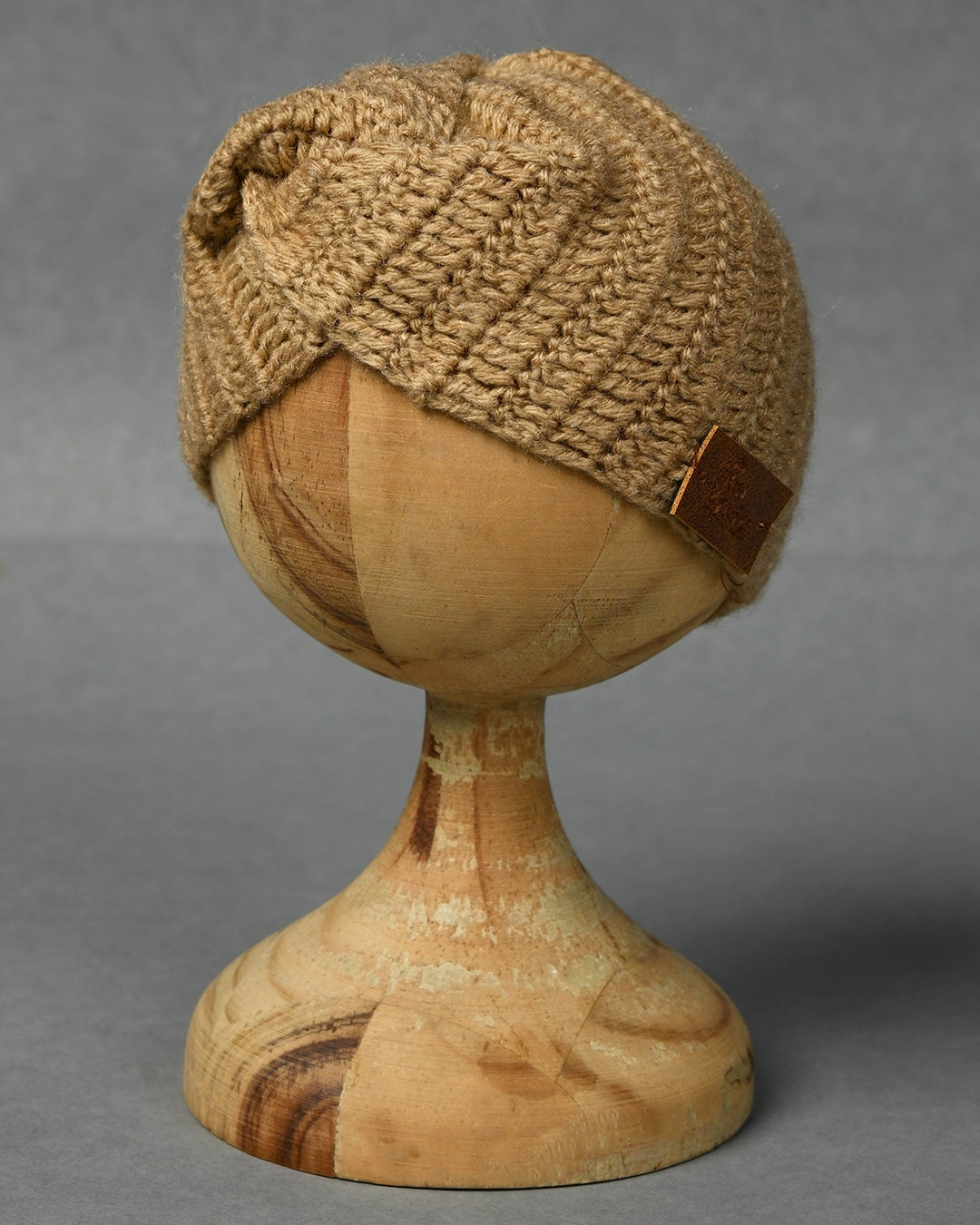 Beige Self Design Handmade Woollen Ear Warmer Muffs Headband for Kids