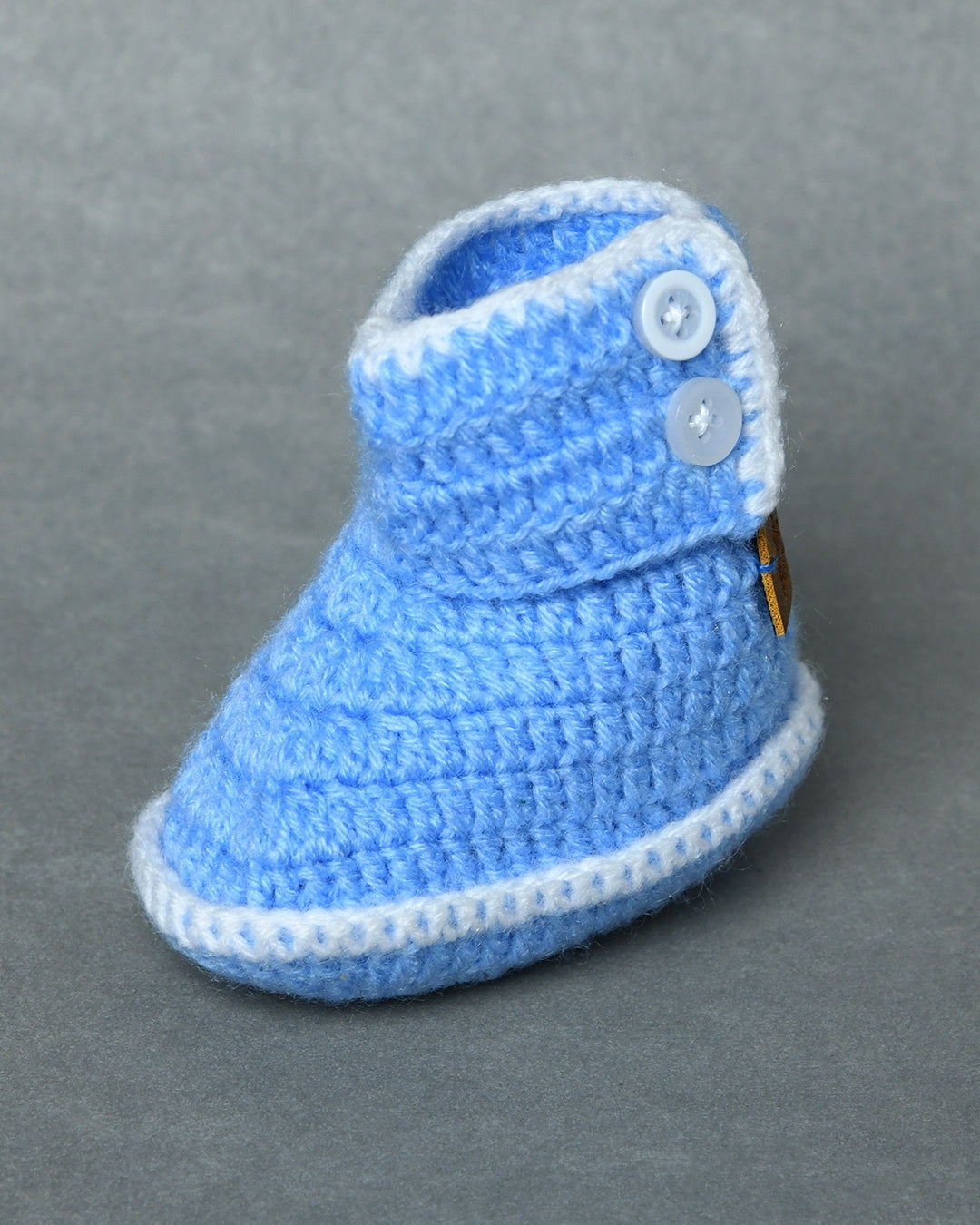Sky Blue Handmade Woollen Crochet Baby Shoes for Girls & Boys