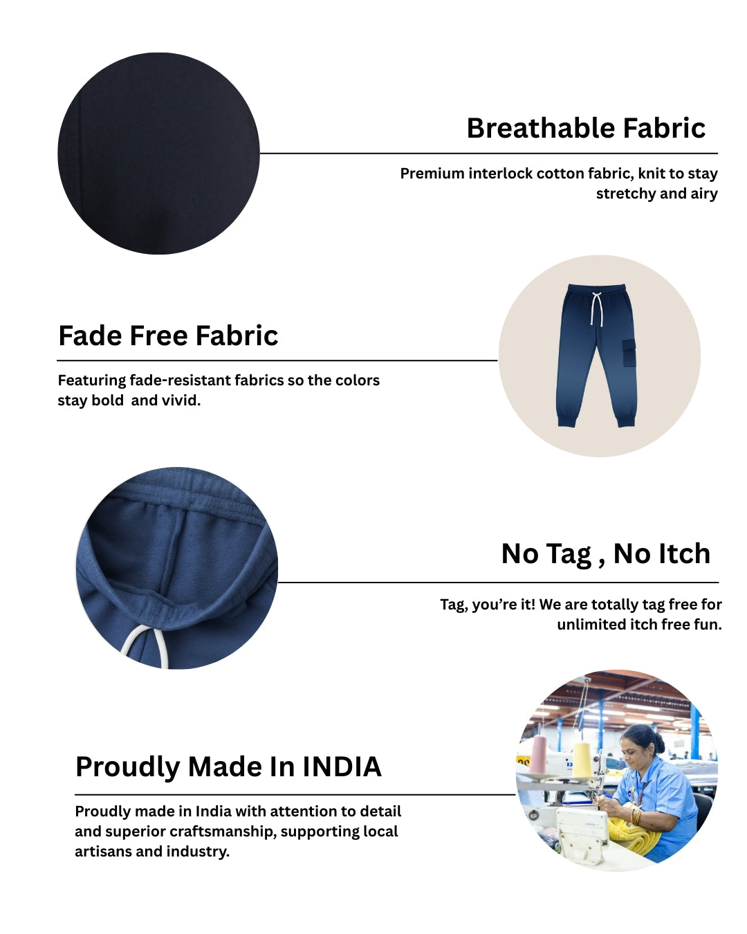 Blue Loop Knit Cotton Cargo Jogger with Pockets for Boys & Girls