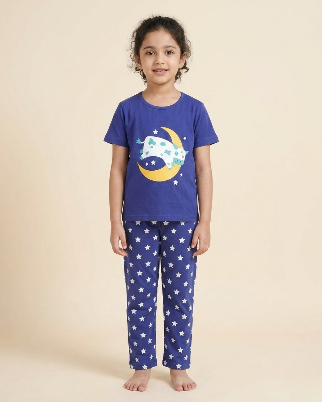 Blue Unisex Printed Cotton Kids Loungewear