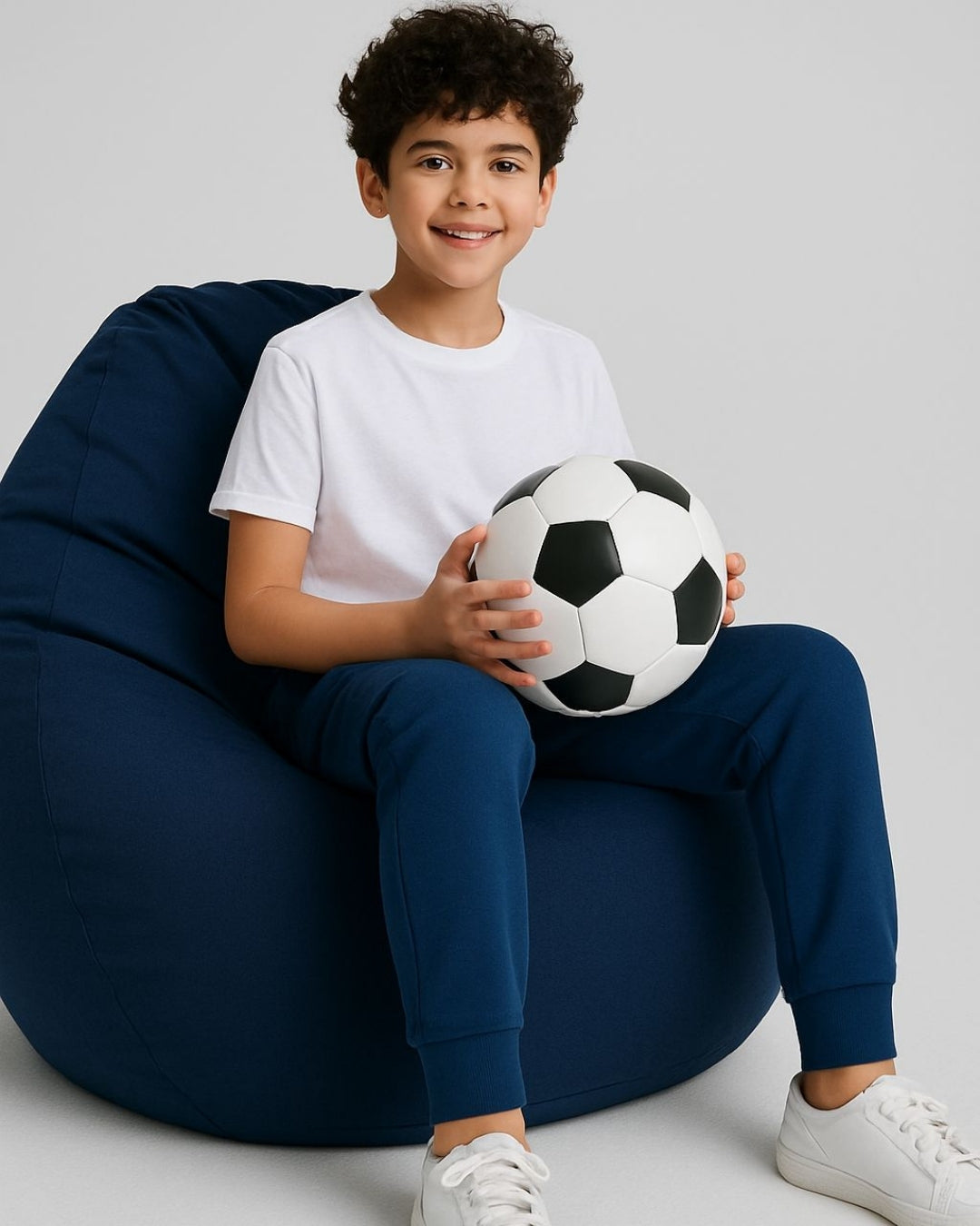 Blue Loop Knit Cotton Cargo Jogger with Pockets for Boys & Girls