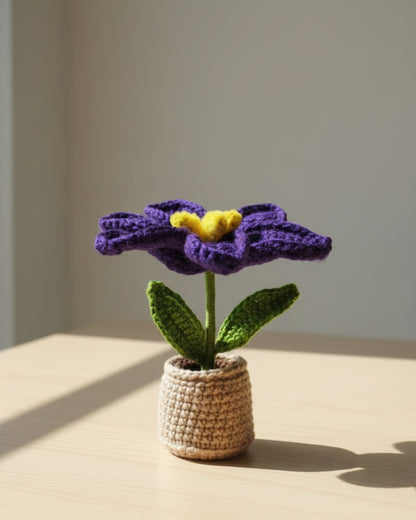 Handmade Crochet Purple Lily with Pot