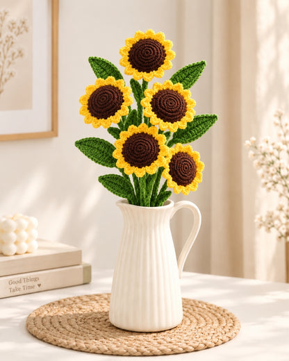 Handmade Crochet Sun flower Bouquet/Stick