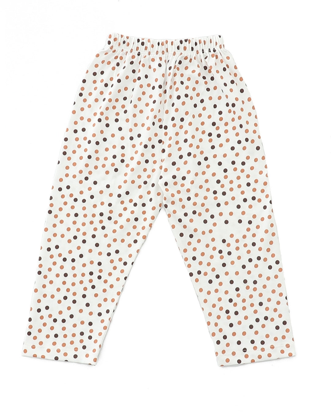 White Cotton Knit Full Length Polka Dots Printed Pajama