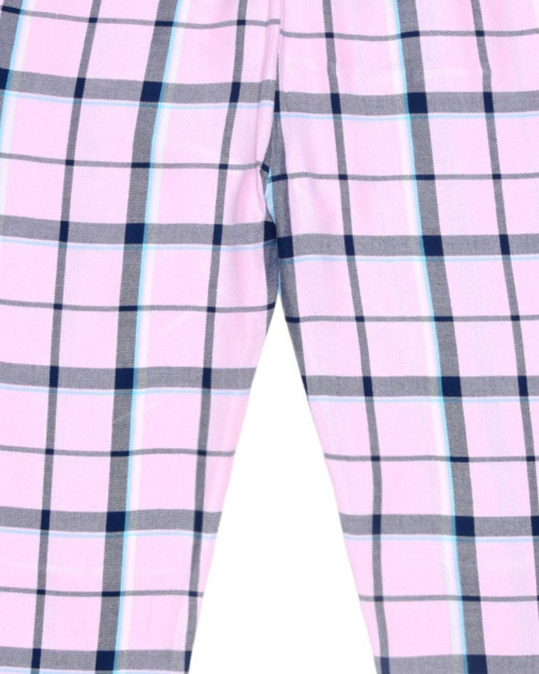 Pink & Blue Cotton Woven Full Length Checks Printed Pajama