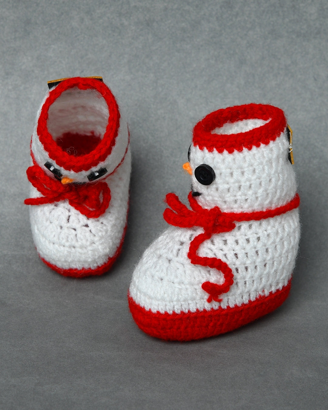 White & Red Handmade Woollen Christmas Inspired Boots for Girls & Boys