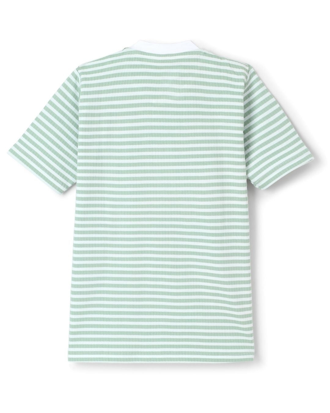 Strips Printed Premium Cotton Half Sleeves Green & White T-Shirt with Navy Blue Jogger for Boys
