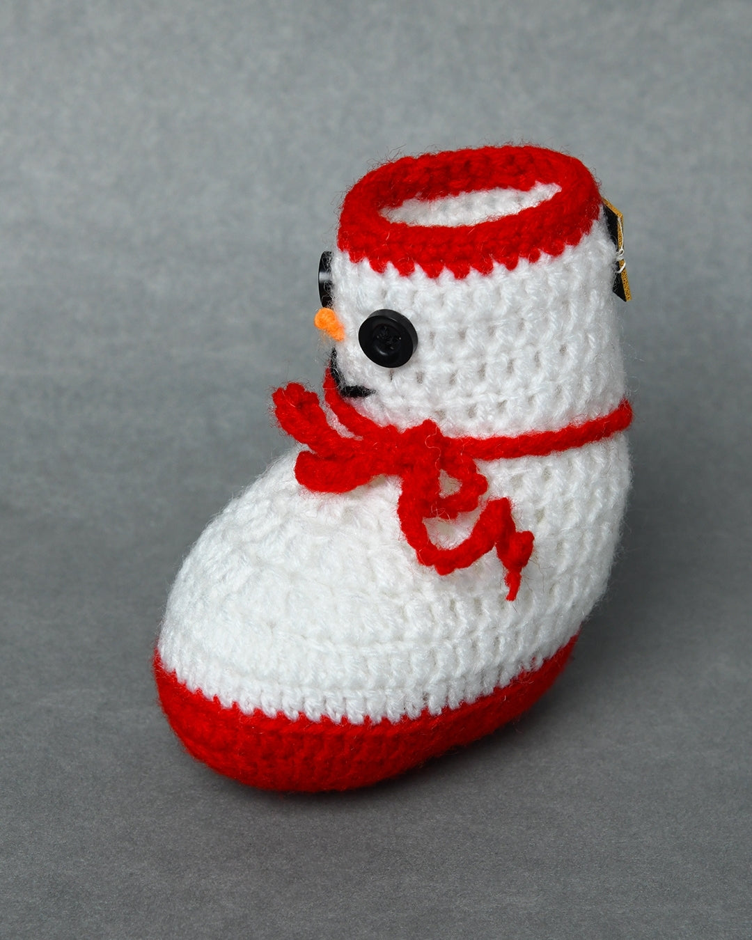 White & Red Handmade Woollen Christmas Inspired Boots for Girls & Boys