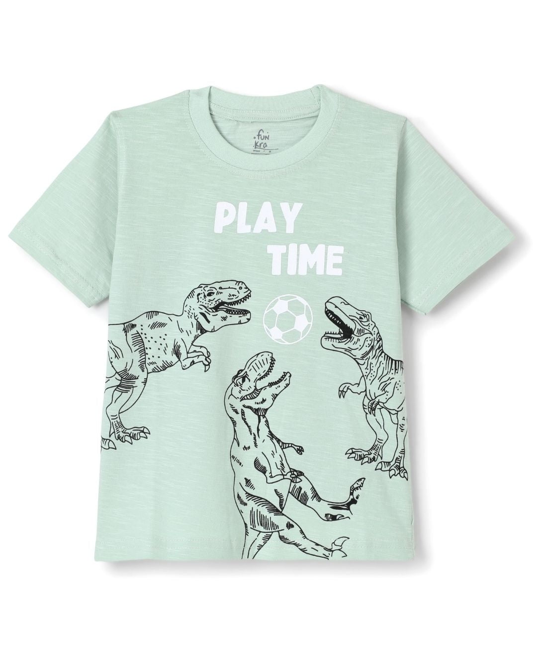 Dinosaur Printed Premium Cotton Half Sleeves Green T-Shirt with Navy Blue Jogger for Boys