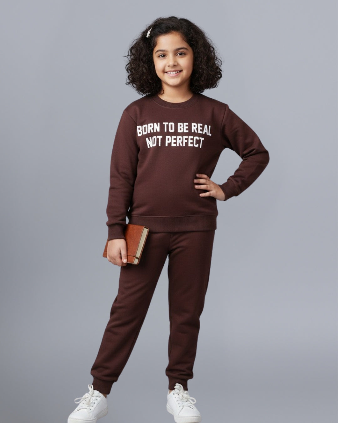 Maroon Premium Cotton Full Sleeves Typographic Printed Co-ord Set for Boys & Girls
