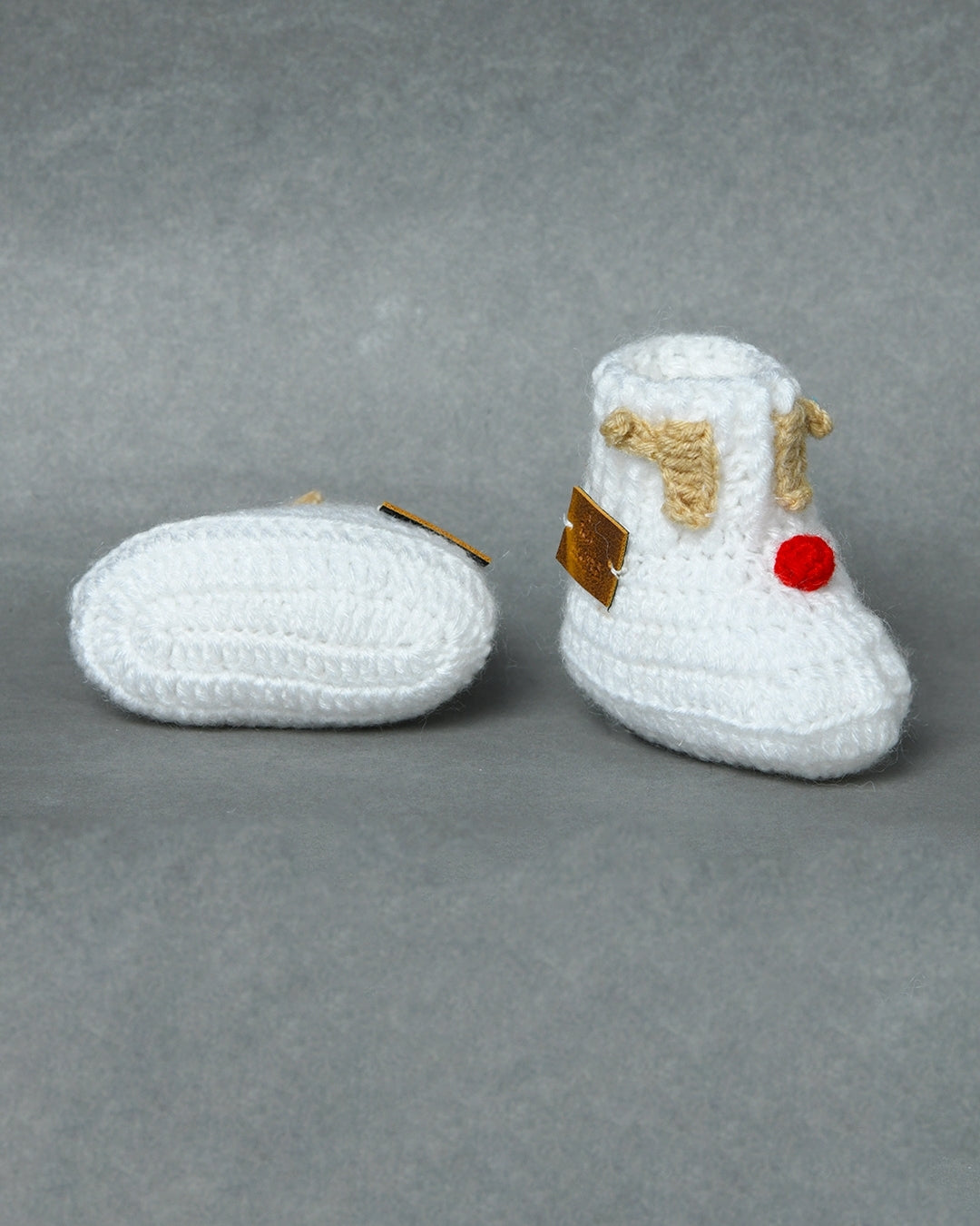 White Handmade Woollen Christmas Inspired Boots for Girls & Boys