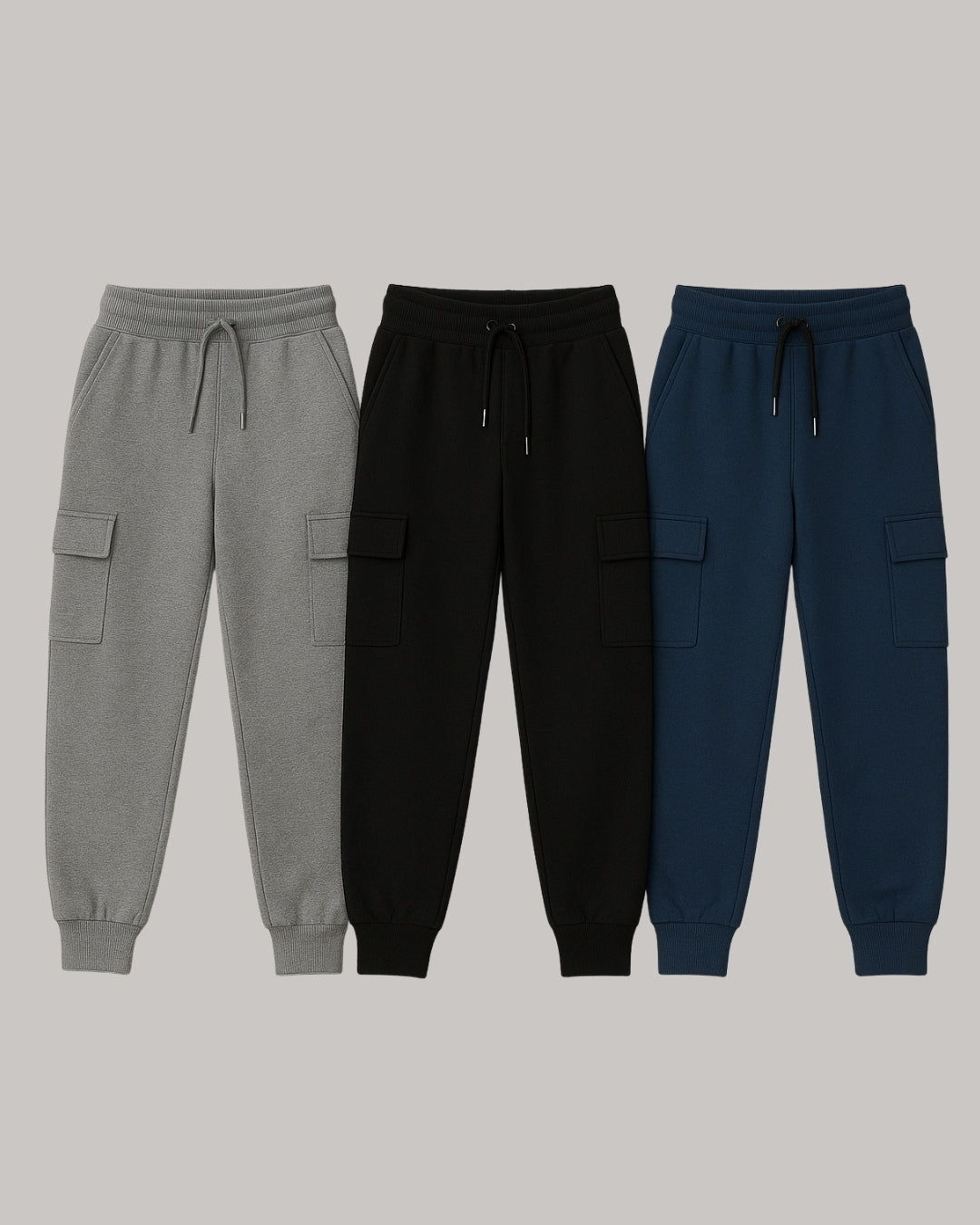 Pack of 3 Loop Knit Cotton Jogger with Pockets for Boys & Girls