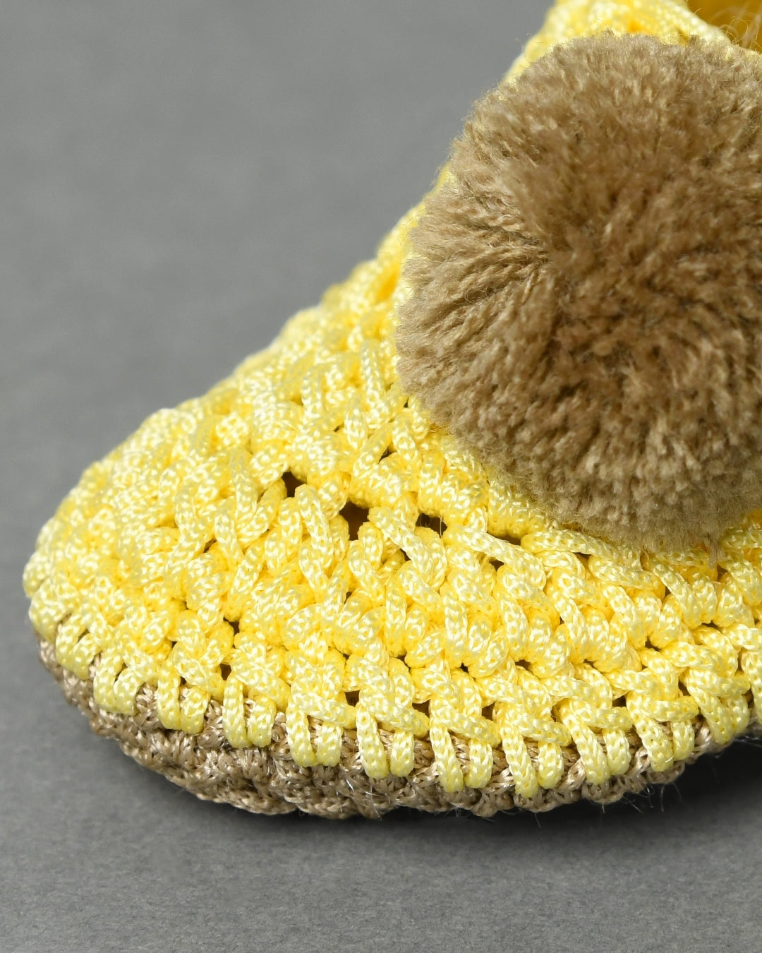 Cream Handmade Pom Pom Crochet Booties for Girls