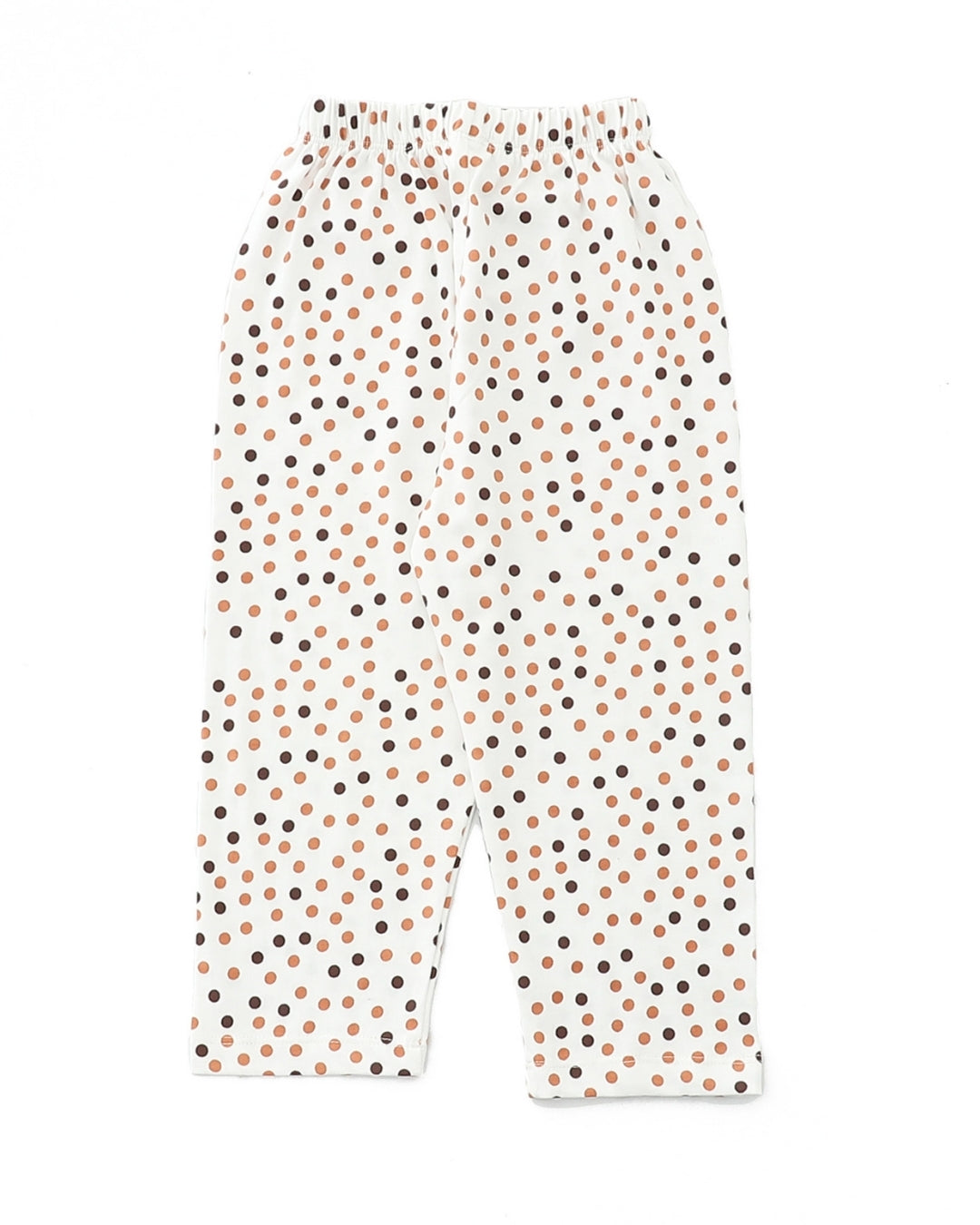 White Cotton Knit Full Length Polka Dots Printed Pajama