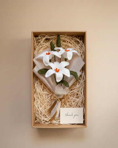 Handmade Crochet White Lily Jumbo Bouquet