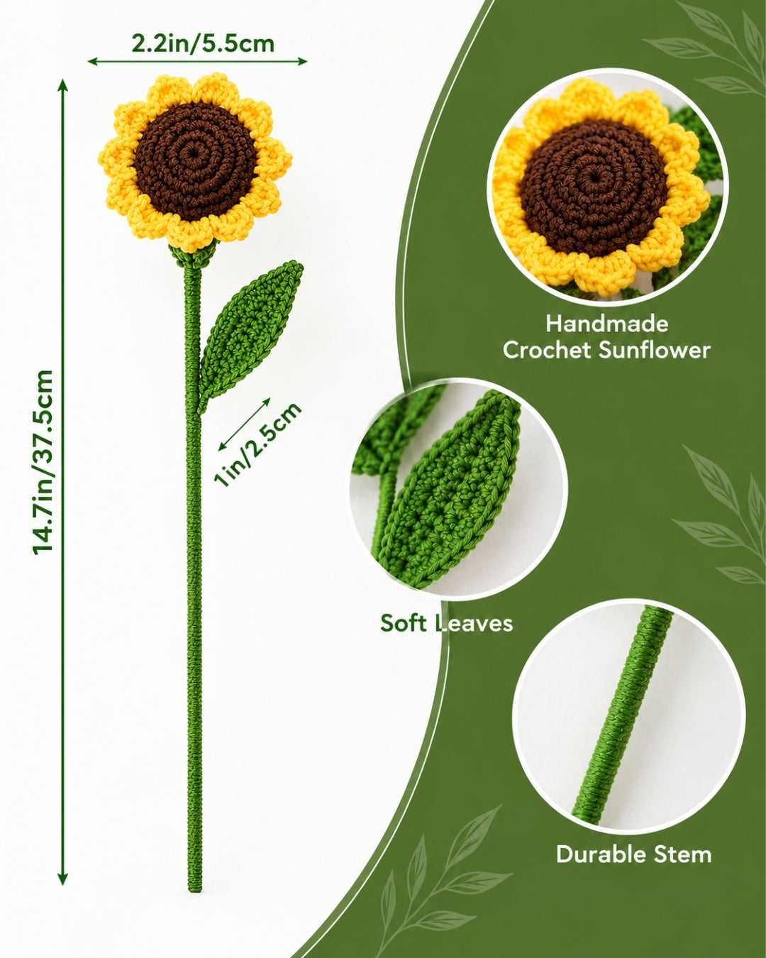 Handmade Crochet Sun flower Bouquet/Stick