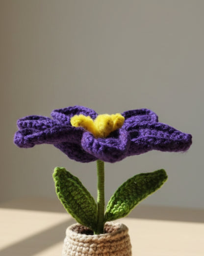 Handmade Crochet Purple Lily with Pot
