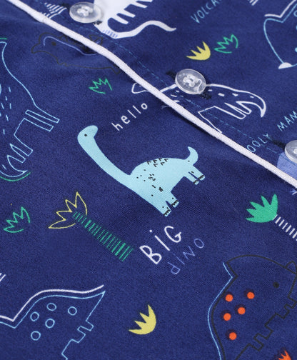 Blue Dinosaur Printed Pure Cotton Night Suit for Kids