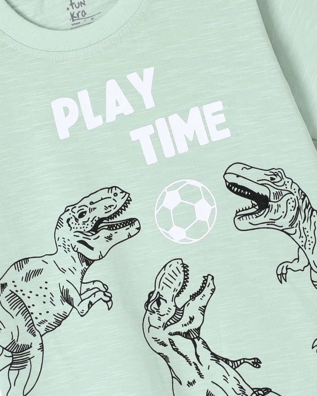 Dinosaur Printed Premium Cotton Half Sleeves Green T-Shirt with Navy Blue Jogger for Boys