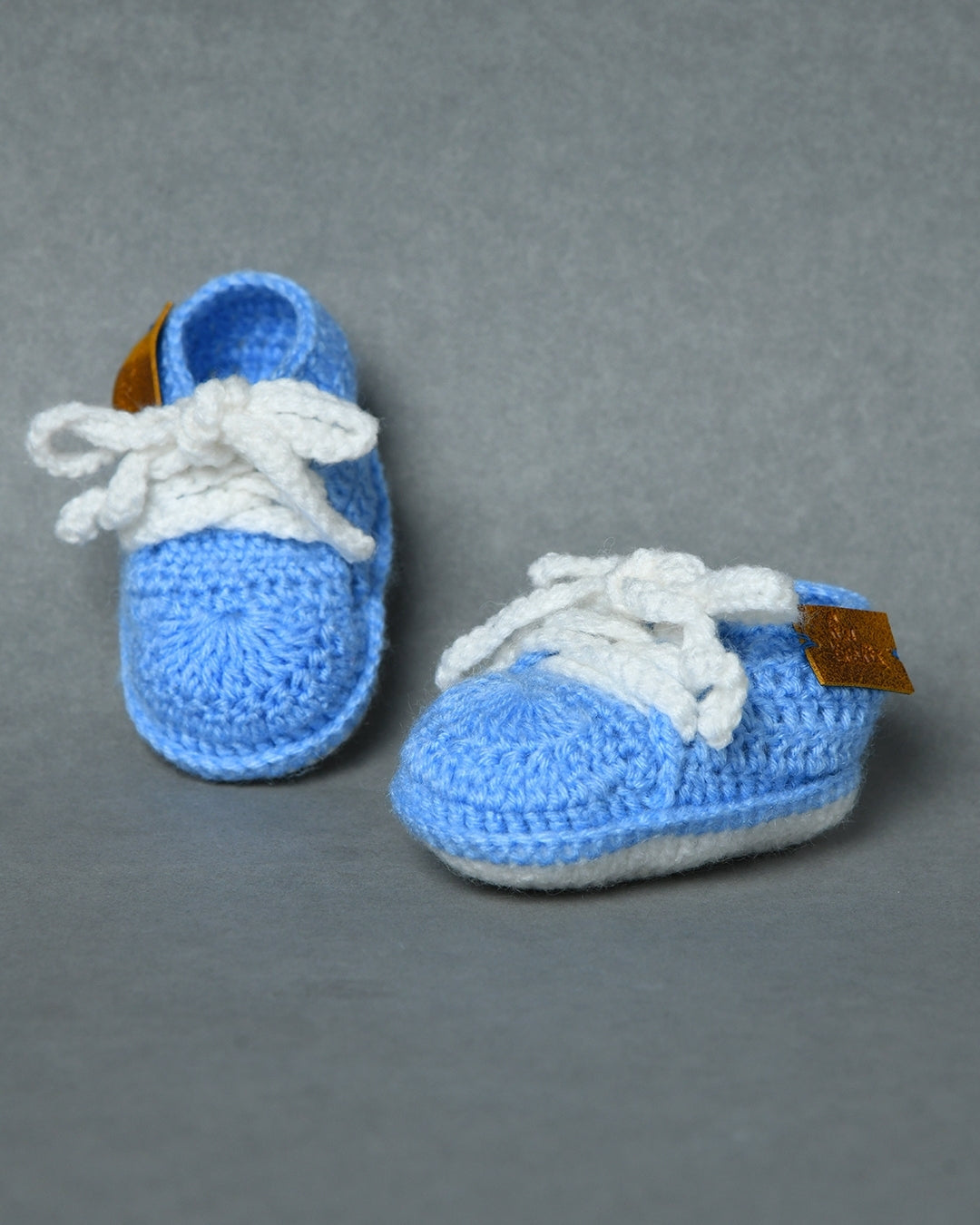 Sky Blue Handmade Woollen Shoes for Kids