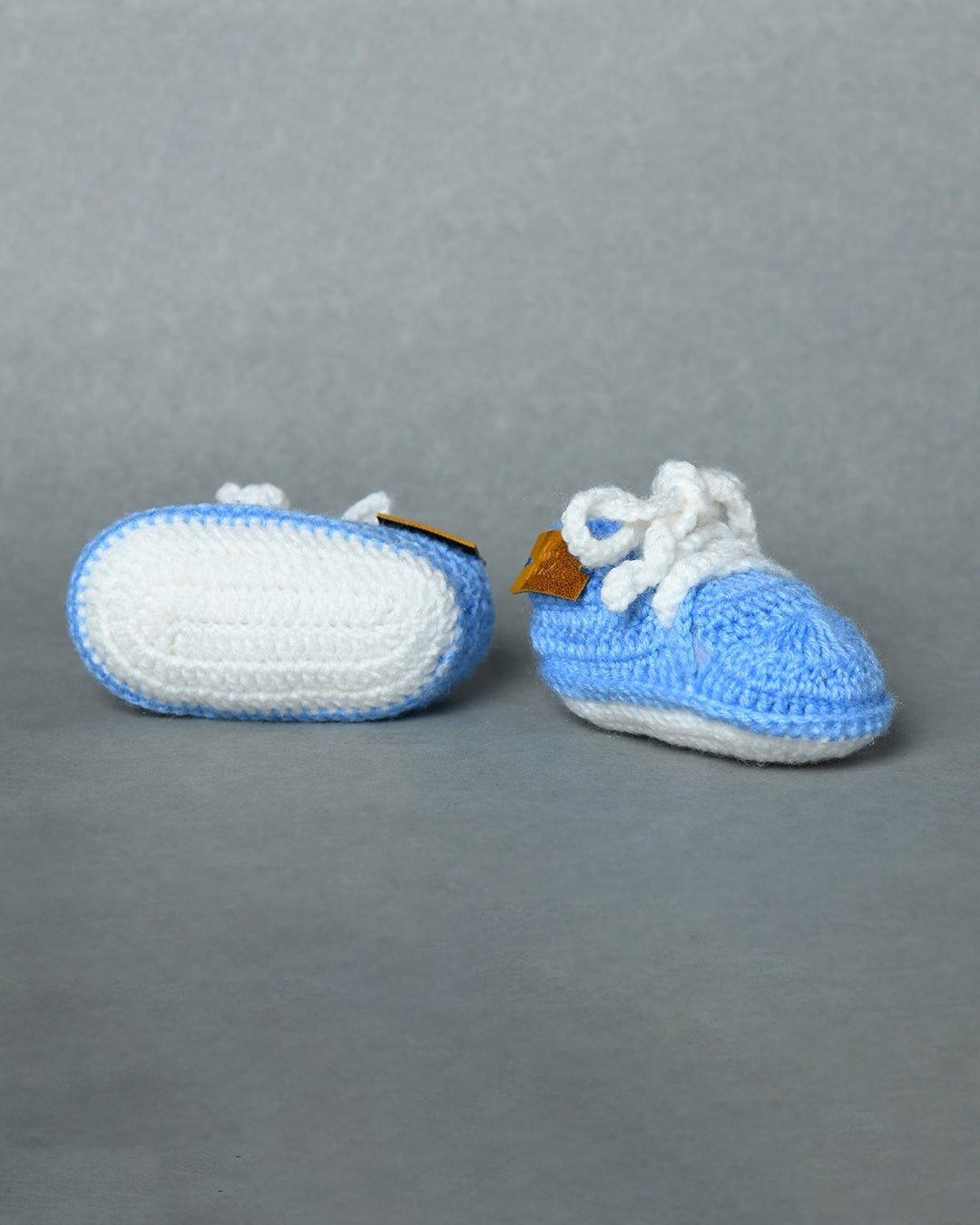 Sky Blue Handmade Woollen Shoes for Kids