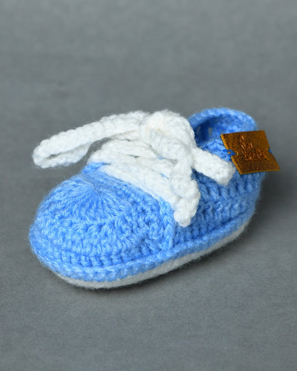 Sky Blue Handmade Woollen Shoes for Kids