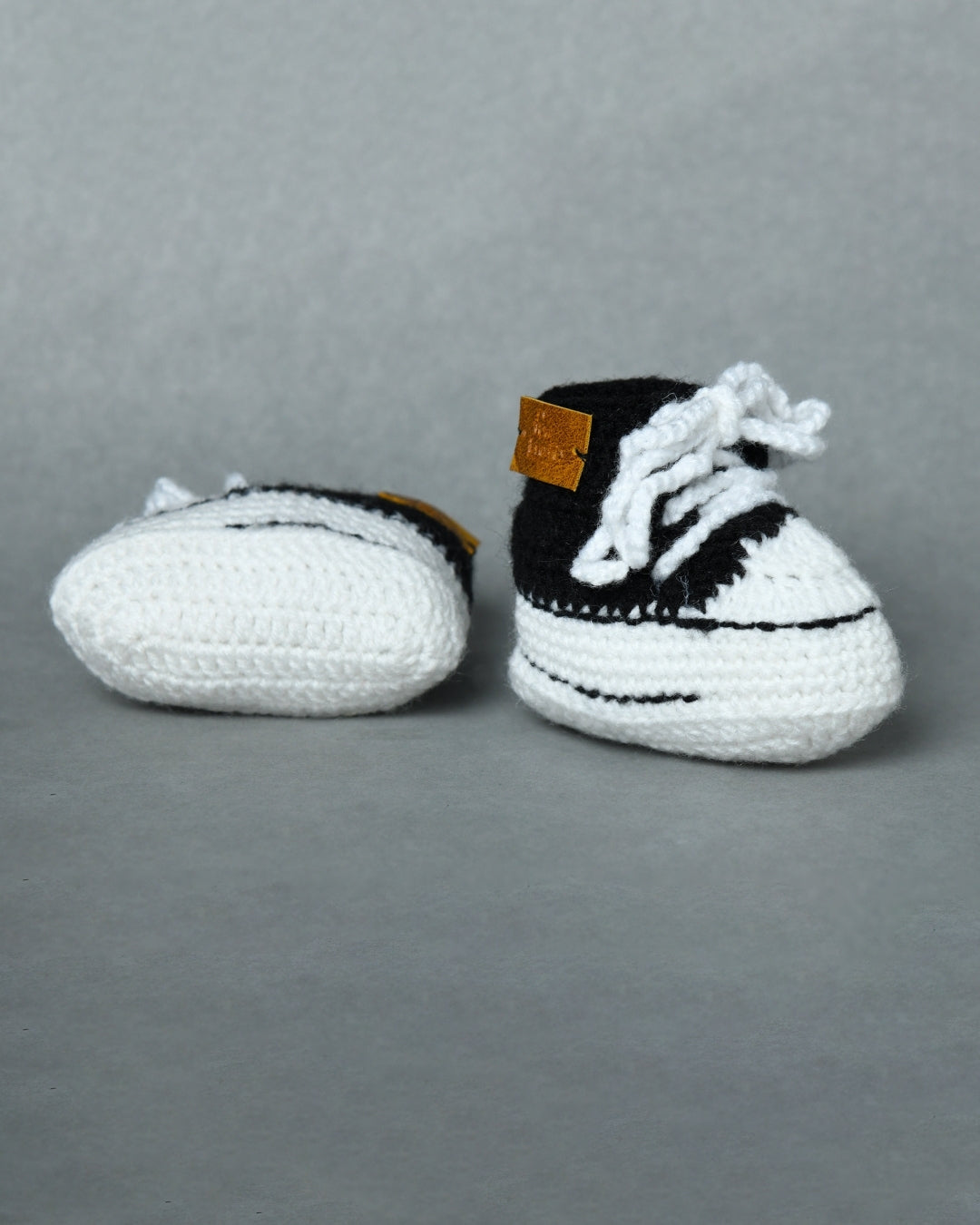 Black & White Handmade Woollen Sneakers for Kids