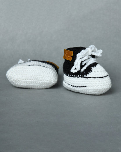 Black & White Handmade Woollen Sneakers for Kids