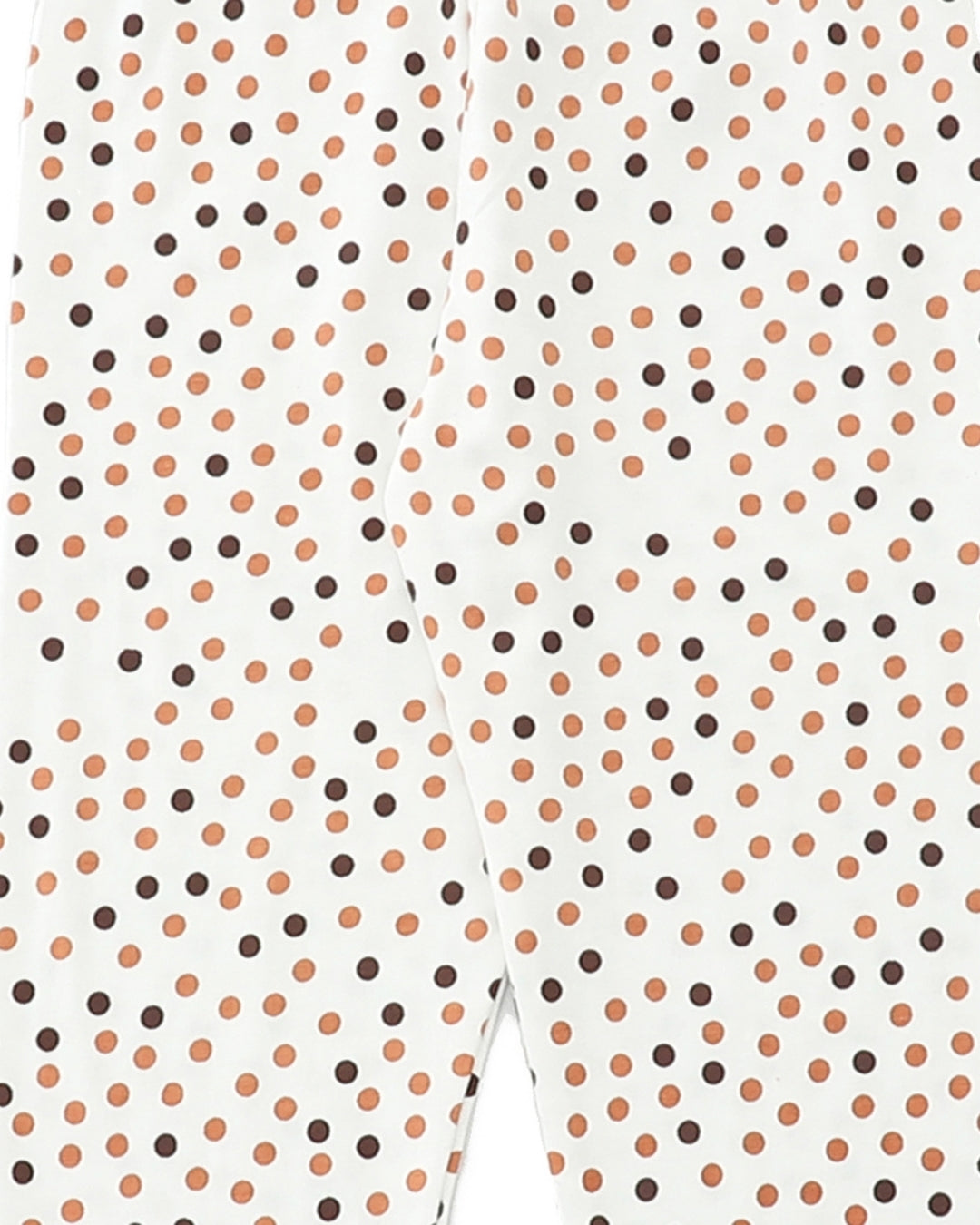 White Cotton Knit Full Length Polka Dots Printed Pajama