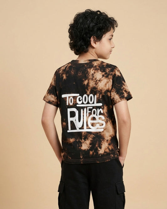Brown Tie & Dye Printed Premium Cotton T-Shirt & Shorts Set for Boys