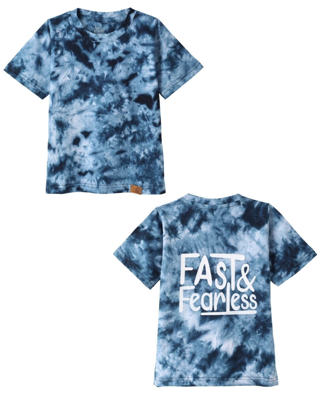 Tie & Dye Printed Premium Cotton Half Sleeves Blue T-Shirt with Grey Jogger for Boys