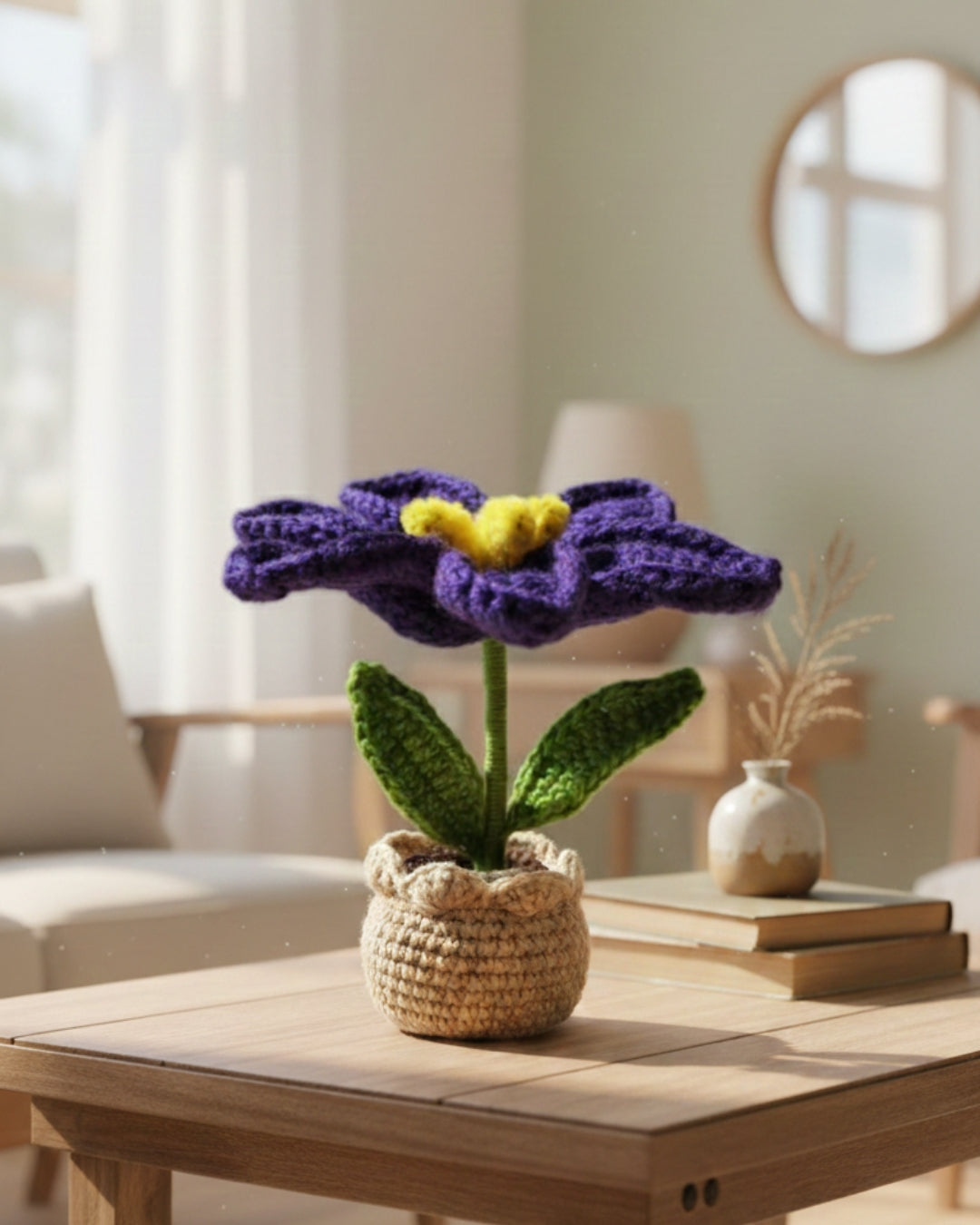 Handmade Crochet Purple Lily with Pot