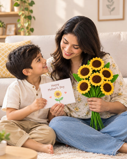 Handmade Crochet Sun flower Bouquet/Stick