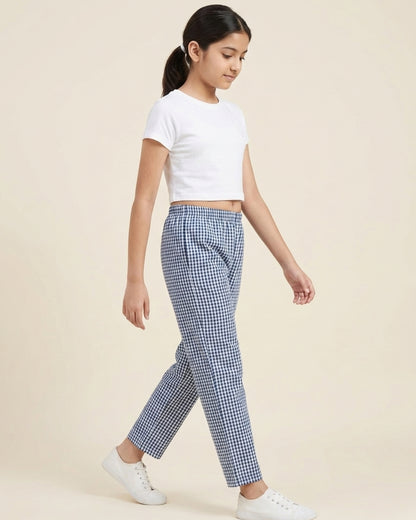 Black & White Checks Printed Kids Pyjamas