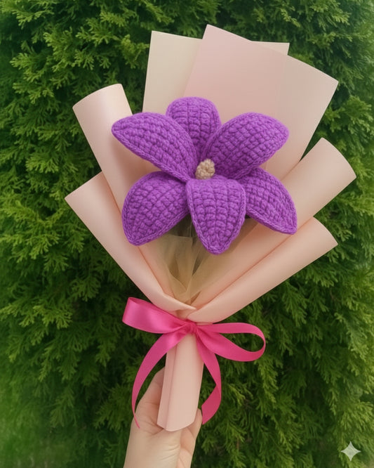 Handmade Crochet Purple Lily Bouquet