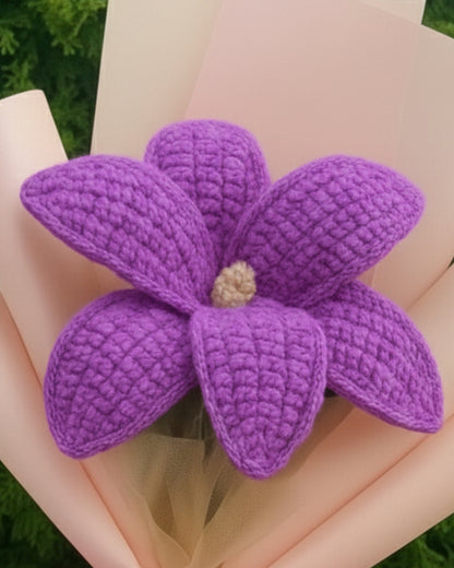 Handmade Crochet Purple Lily Bouquet