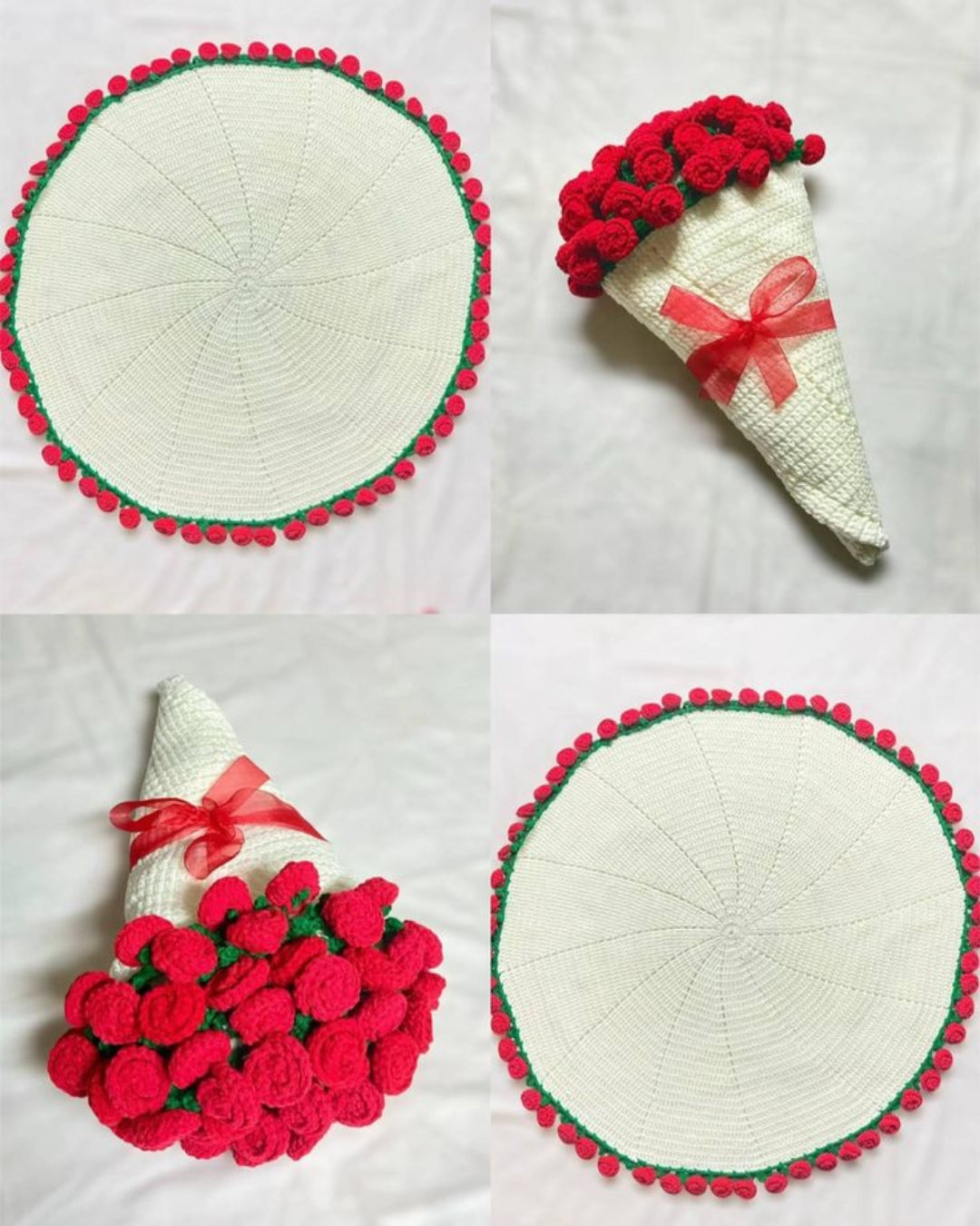 Handmade Crochet Rose Bouquet Blanket