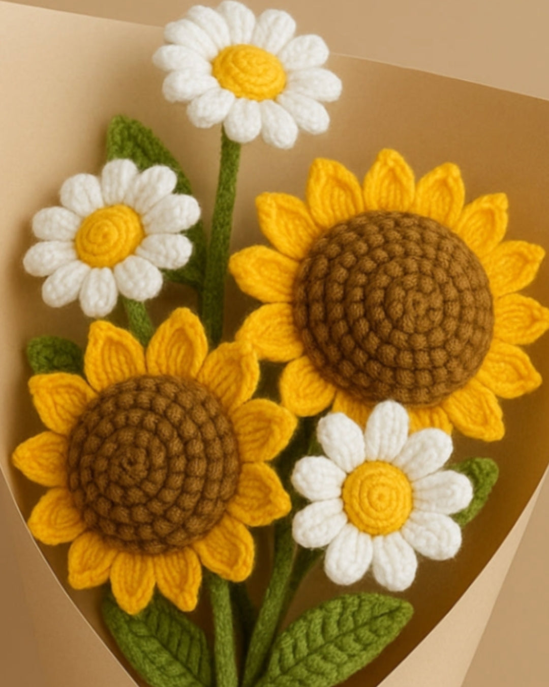 Handmade Crochet Sunflower & Daisy Flower Bouquet