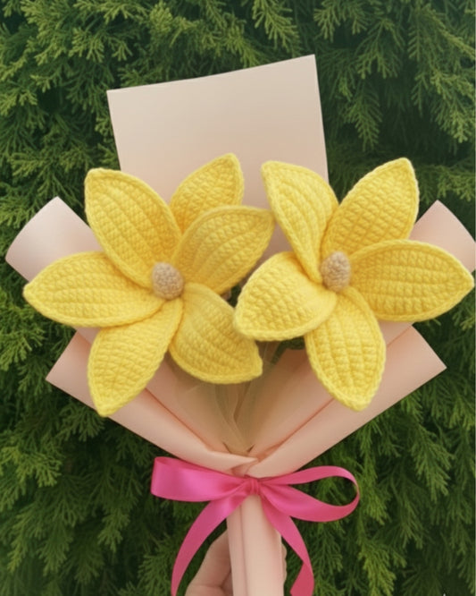 Handmade Mini Crochet Yellow Lily Bouquet