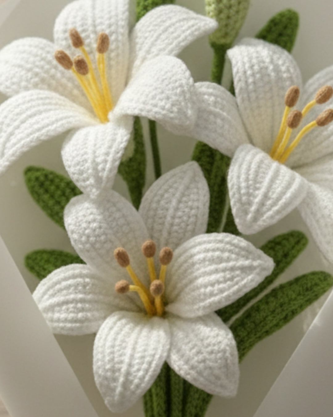 Handmade Crochet White Lily Jumbo Bouquet